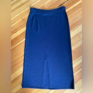 Vintage St John Basics navy blue knit midi skirt